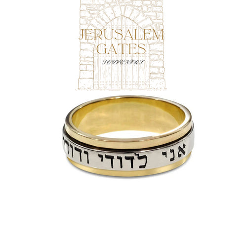 14k Two Tone Gold Ani L'Dodi Spinner Solid Spinning Band Wedding Ring